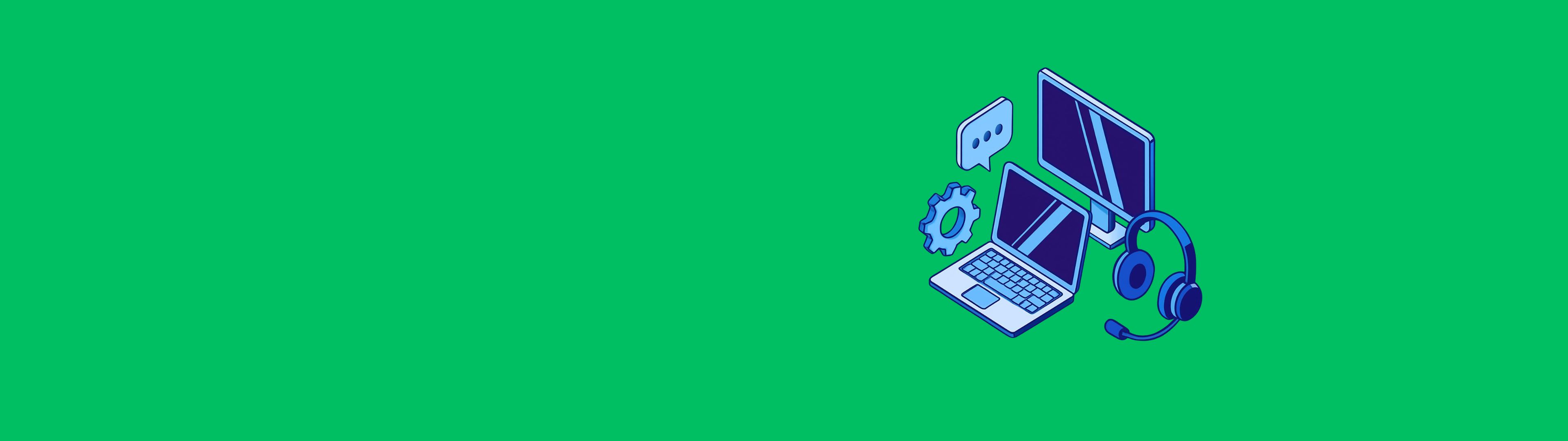 Green slider image with IT Support graphic