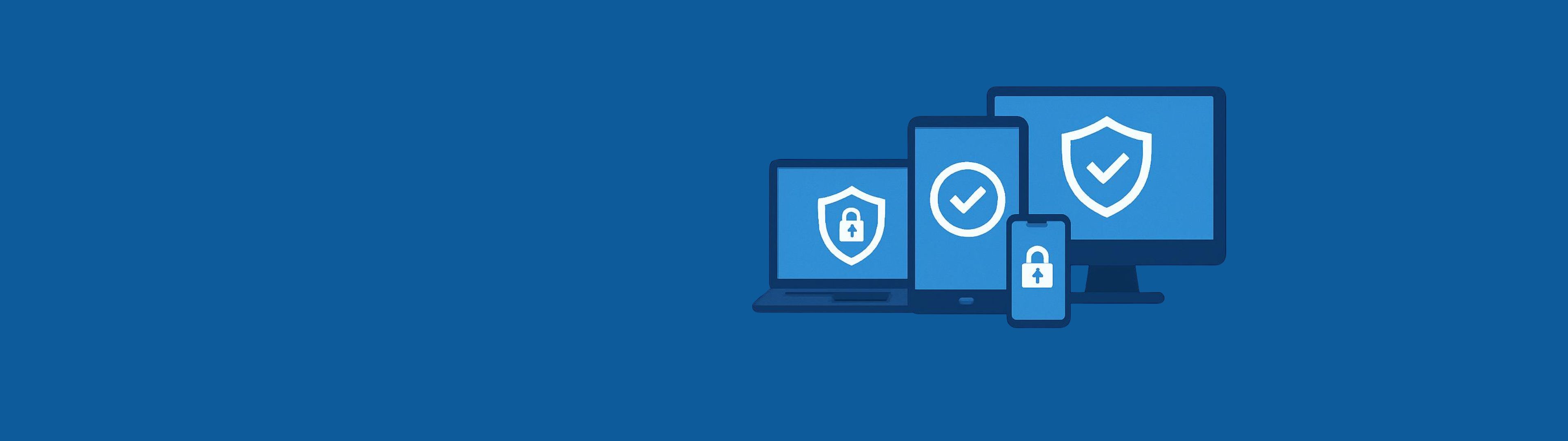 IT Security banner with screen graphics and lock icons